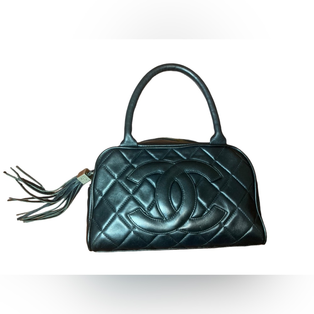 Vintage Bowling Bag Tote with Tassle